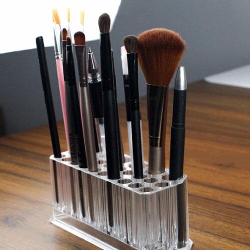 Clear Acrylic Eyeliner Lip Liner Pencil Holder 26 Slots Makeup Display Stand Organizer Makeup Brushes Shelf Cosmetic Storage Box