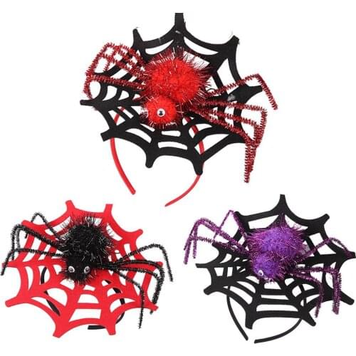 Halloween Spider Web Headband Head Hoop Loop Holiday Party Headwear Decoration suitable for Halloween party holiday party