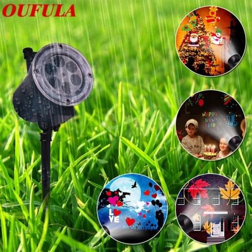 Outdoor waterproof lawn lamp garden Highlight 12 pattern film projection lamp card snowflake remote control Christmas decoration