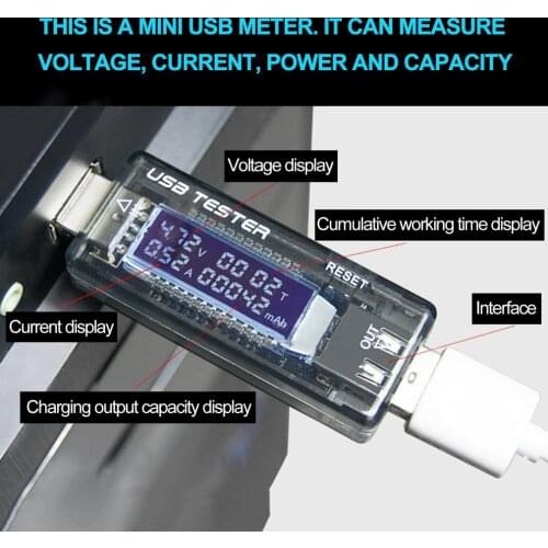 USB Tester DC Voltmeter 4V-20V Digital Volt Meter Charger Capacity Indicator Time Display Mobile Battery Power Detector