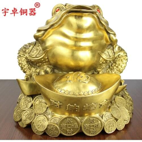 Yu Zhuo bronze ornaments "three foot gold toad Home Furnishing copper decorationroom Art Statue