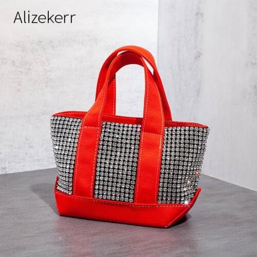 Rhinestones Canvas Evening Tote Clutch Bag 2021 Luxury Shining Silver Chain Panelled Shoulder Bag Ladies Crossbody bag Elegant