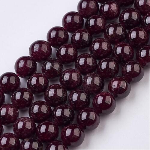 8mm Round Natural Garnet Beads Strands for Jewelry Making, Hole: 1mm; about 49pcs/strand, 15.1"(385mm)
