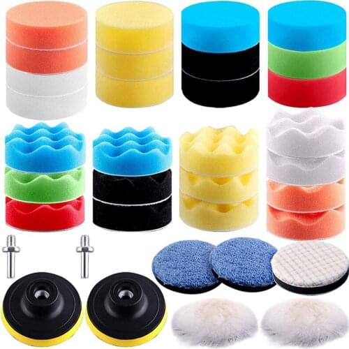 35 Pieces Car Polishing Pad Kit 80mm Buffing Pads Foam Polish Pads Polisher Attachment for Drill