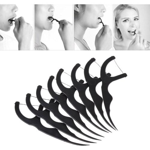 50pcs Bamboo Charcoal Dental Floss Teeth Toothpicks Stick Oral Care Tooth Clean