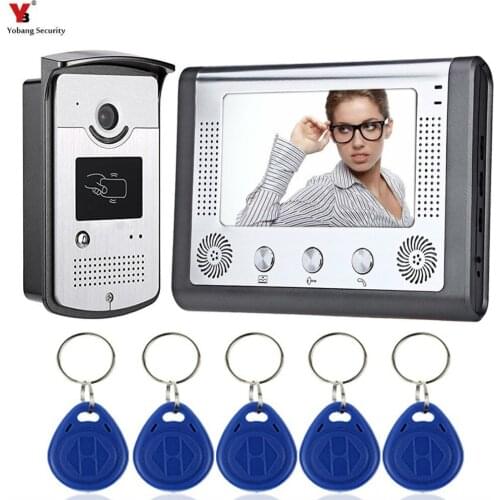 7'' TFT Color Wired Video Intercom Door Phone Doorbell System for home 700TVL IR Night Vision with RIFD Card Outdoor Camera