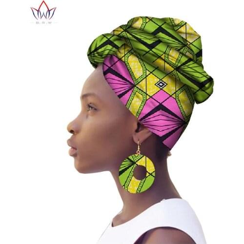 Africa Style Fashion African Head Scarf And Warrings 2 Pieces Women African Clothing Bazin Rich Headwear Wax Ankara Hairband