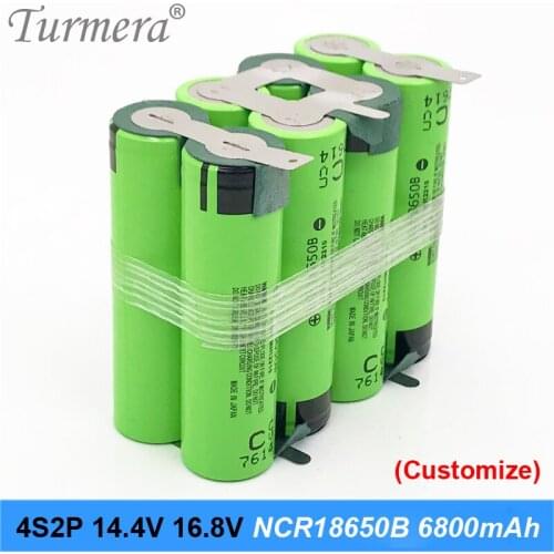 4s2p battery 18650 pack ncr18650b 6800mah 16.8v 14.4v welding solder battery for screwdriver tools battery customized battery ja
