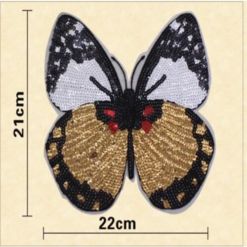 Clothing Accessories Bling Bling Butterfly Sequins Patches EMB Applique Sew On Patch DIY Embroidered Butterfly