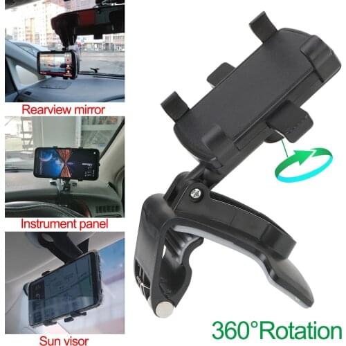 4 -7 inch 360 Degrees Car Grip Mobile Phone Fixed Bracket Car Phone Holder Sun Visor Mirror Dashboard Mount GPS Stand