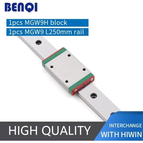 Free shipping 9mm linear guide block MGW9H /mgw9c with length 250mm MGW9 rail linear fast delivery