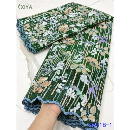 Big Sequence Lace Velvet Lace Fabric Green Color African Sequin Lace Fabric Nigerian French Lace Fabric for Party Sew APW4341B