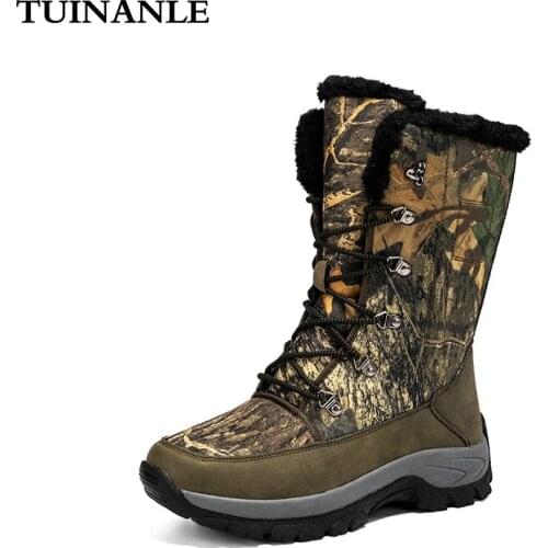 TUINANLE Platform Boots Waterproof Nubuck Keep Warm Winter Shoes Women Chunky Camouflage Combat Riding Boots Male Booties Botas