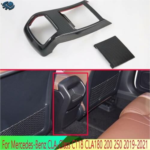 For Mercedes-Benz CLA-Class C118 CLA180 200 250 2019-2021 Carbon Fiber Style Plated Armrest Box Rear Air Vent Frame Trim Cover