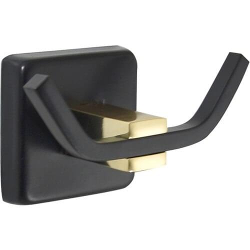 Csk Aksu Dual Robe Hook Matte Black/Gold