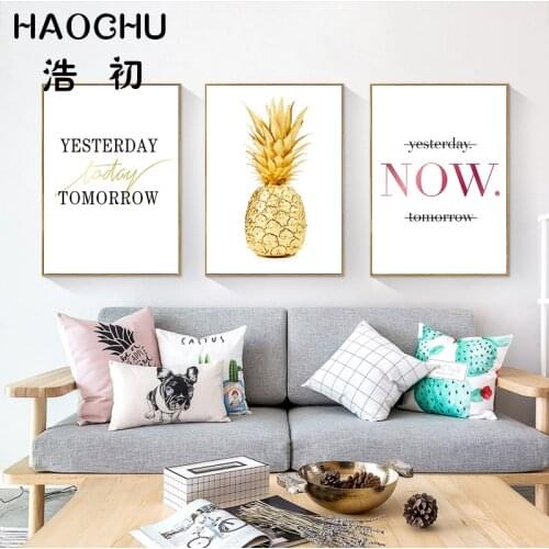 HAOCHU Canvas Painting Letter Fruit Home Decor Poster Living Room Bedroom Decorative Wall Art Without Border Decorative Painting
