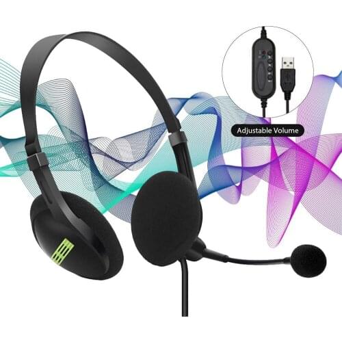 Gamer USB Wired Headphones With Microphone Gaming Stereo Music Earphone Headset Office Working PC Laptop Computer Earpiece