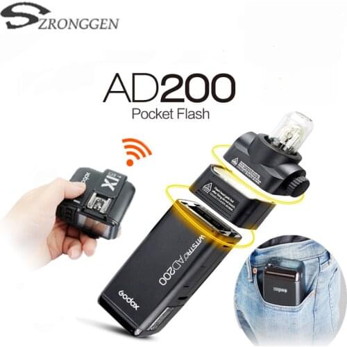 GODOX AD200 TTL 2.4G HSS 1/8000s Pocket Flash Light Double Head 200Ws with 2900mAh Lithium Battery Flashlight Flash