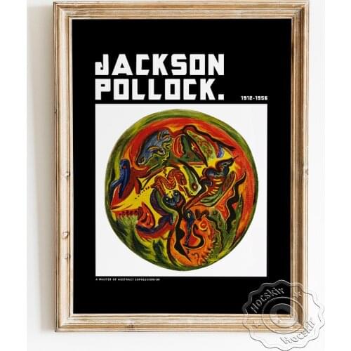 Jackson Pollock Exhibition Museum Poster, Circle Abstract Expressionism Canvas Painting, Chic Vintage Art Prints Gift Home Decor