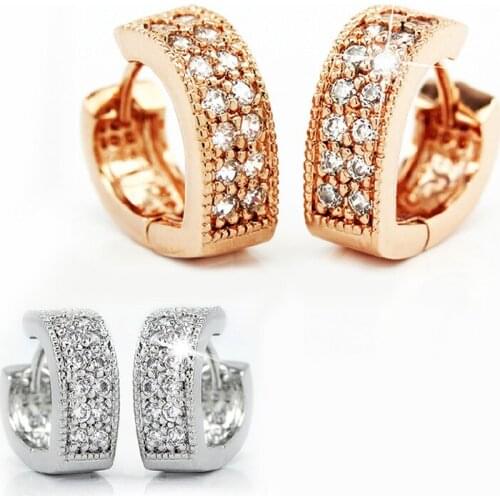 Classic Heart Shape Hoop Earrings Wide Huggies Rose Gold Crystal Stud Earring Piercing Jewelry Charming Earring Fow Women Gifts