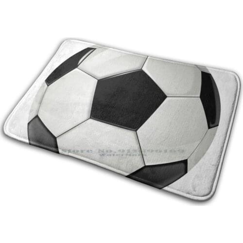 Soccer Ball Mat Rug Carpet Anti-Slip Bedroom Entrance Door Mat Soccer Ball Goal Net Black White Game Sport Kick Pass Football