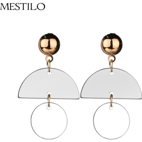 MESTILO Simple Geometric Round Circle Semicircle Transparent Acrylic Resin Clear Earrings For Women Trendy Long Drop Earrings