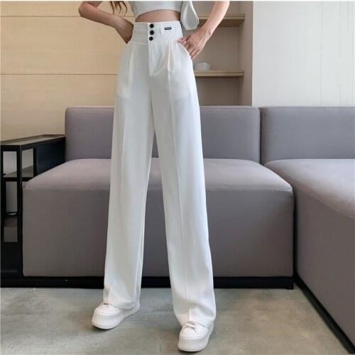 Fashion Leisure Slim Suit Pants Straight Wide Leg Pants Pantalon Taille Haute Femme Pantalones Mujer Spodnie Dresowe Damskie
