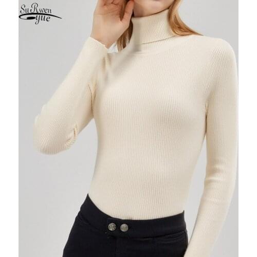 Fashion Women Turtleneck Elegant Sweater Winter 2021 Knitted Jumper Warm Tops Casual Autumn Korean Sweater Solid Pullover 16941