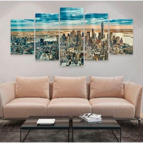 5 Pieces View Of The City Modular Canvas Hd Prints Wall Art Painting Poster Landscape Pictures For Living Room Home Decor