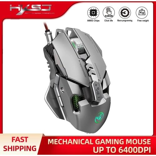 HXSJ J800 Mechanical Wired Gaming Mouse 7 keys Macro Programming Mouse with Six Adjustable DPI Colorful RGB Light Effect mouse
