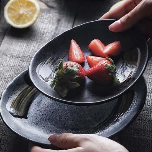 1PC RELMHSYU Japanese Style Ceramic Small Sauce Sushi Dishes Oval Food Dumpling Plate Dish Restaurant Household Tableware