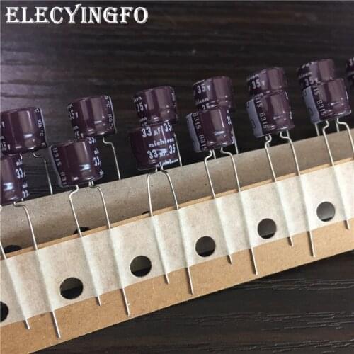 100pcs 33uF 35V NICHICON SF Series 8x7mm 35V33uF Low Impedance Low Profile Aluminum Electrolytic capacitor