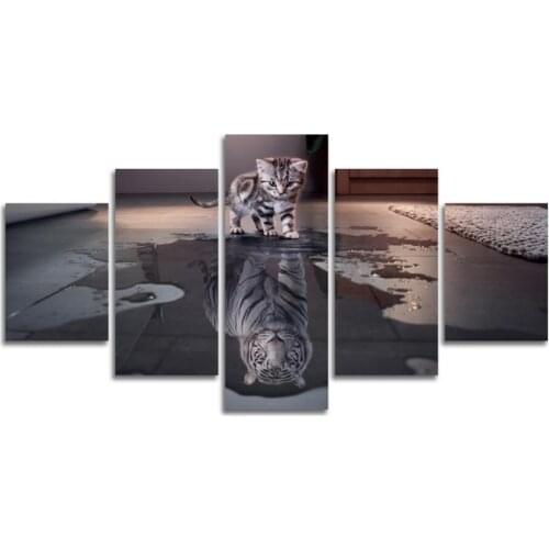 New 5 Pieces/sets Canvas Art Canvas Paintings 5 Panels HD Cat and Tiger ecorations For Home Wall Art Prints Canvas Unframed\R128