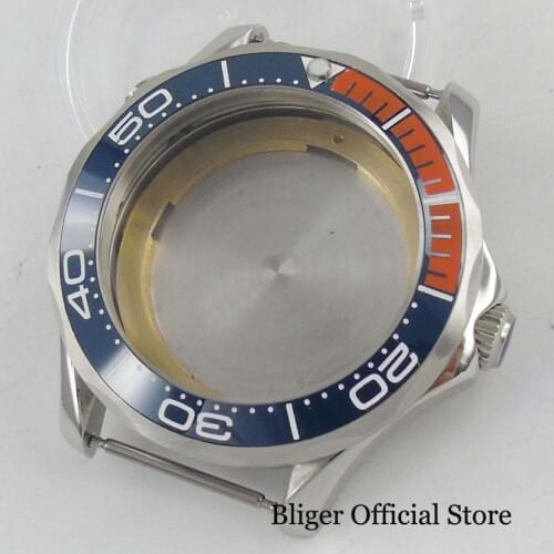 New BLIGER Brand Fit for MIYOTA Movement 41mm Watch Case With Ceremic Bezel Mental Silver Color Case