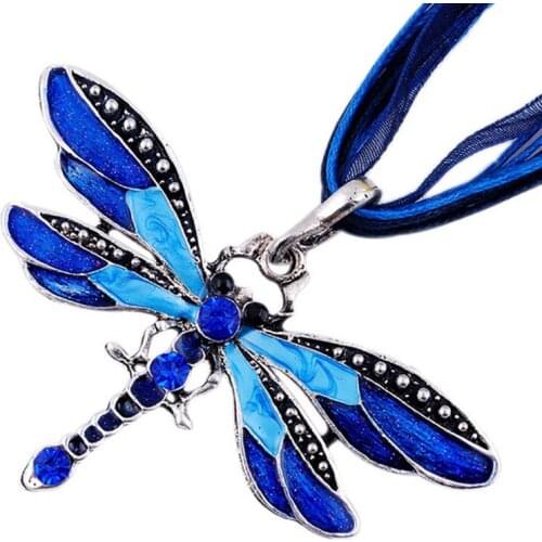 New ParagraphWomen Crystal Dragonfly Ribbon Casual Pendant Necklace for Women ewelry 2021 Gifts
