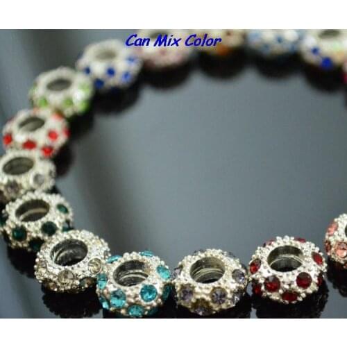 Fg3dle can mix color big hole spacer Wheel Beads European Bead Bracelet Fit bracelet Rhinestone Loose jewelry making crystal