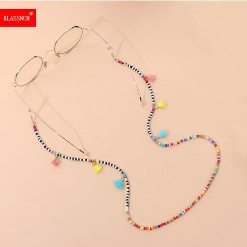 Multi-Color Beads Anti-Lost Lanyard Mask Chain Necklace Tassel Hanging Neck Glasses Chains Glasses Accessories Daily Jewelry New