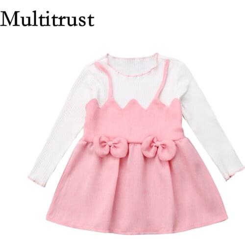 Citgeett Newborn Baby Girls Princess Bow Dress Cotton Kids Long Sleeve Party Tutu Patchwork Autumn Sweet Clothing