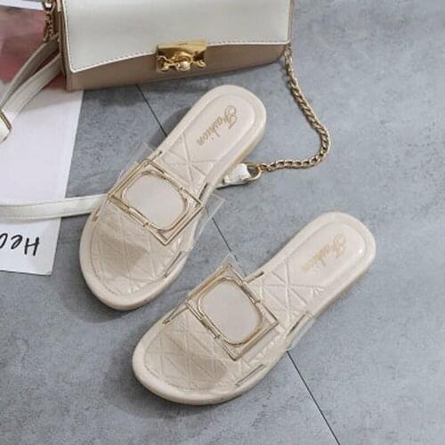 2021 Summer New Beach Slippers Fashion Solid Color Open Toe Flat Sandals Outdoor Platform Casual Shoes