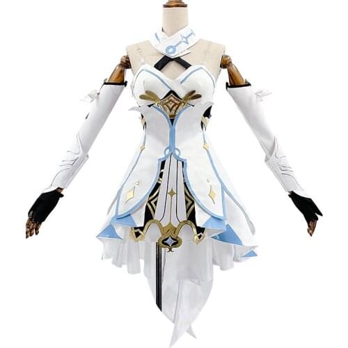 Genshin Impact cosplay 2020 New Game Project Cosplay Costume Anime Traveler Dress Belt Gloves Accessories Set Women Clothes S-XL