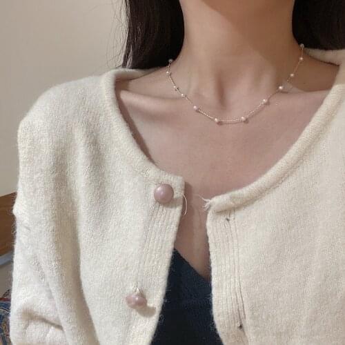 Simple Minimalist Jewelry Dainty Pearl Choker Necklace for Women Collier Femme Birthday Gift