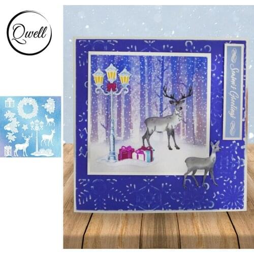 QWELL Christmas Reindeer Light Wreath Metal Cutting Dies for Scrapbooking and Card Making Paper Embossing Craft New 2019