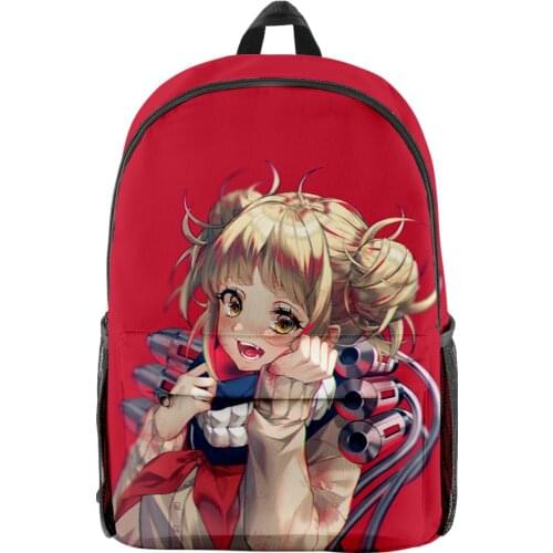 My Hero Academia Himiko Toga 3D Merch Fashion Oxford Cloth Shoulder Backpack Printed Multi Zipper Pack Casual Student School Bag