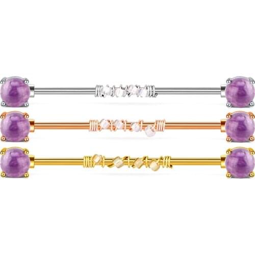 14G Stainless Steel Round Bead Clip Industrial Barbell Earring Cartilage Body Piercing Jewelry