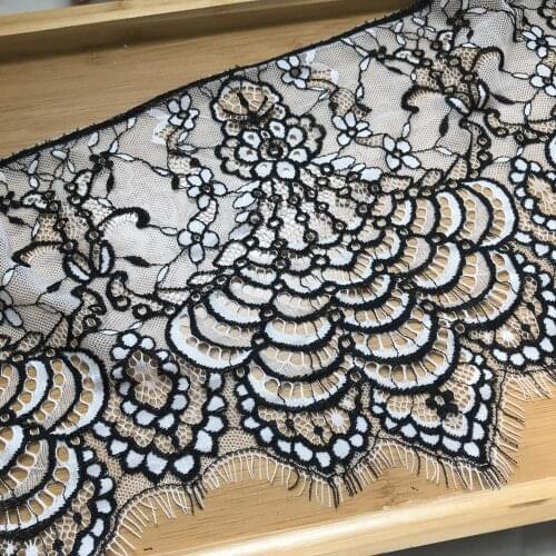 Chic White Black Mixed Chantilly Eyelash Lace Trim Crochet Lace Fabric For Sewing Craft Cloth Costume Home Decor 3 Yards