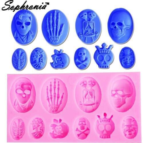 Sophronia Diy Skeleton Skull Silicone Mold Halloween Decoration Candy Jelly Mold Soft Candy Cake Cake Decoration Kitchen M710