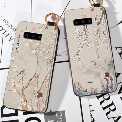 Silicone Wristband Case For Samsung Galaxy Note 5 8 9 Flower Phone Holder Cover For Samsung S6 S7 Edge S8 S9 Plus S10 E Lite