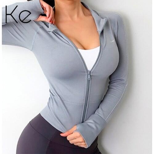 KE 2021 sports zipper jackets womens running training quick-drying fitness clothes wear long-sleeved tight-fitting yoga clothes