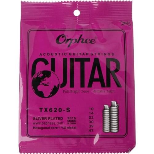 TX620-S 6PCS 010-047 Inch Acoustic Guitar Strings Anti-Rust Extra Light Tension