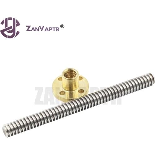 Lead 2mm THSL-300-8D 200/250/300/350/400/500mm T-type Stepper Motor Trapezoidal Lead Screw 8MM with Copper Nut for 3D Printer